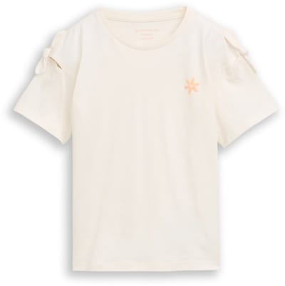 Tom Tailor - Oversized T-shirt met strikdetail - Maat 92/98 - Wool White