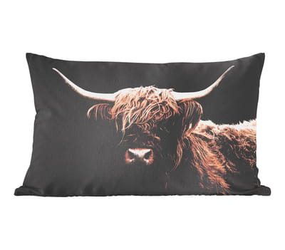Sierkussens - Kussentjes Woonkamer - 50x30 cm - Schotse Hooglander - Zwart - Hoorn