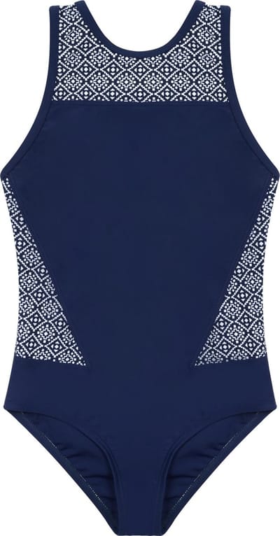 Badpak met racerback- donkerblauw block 116-122