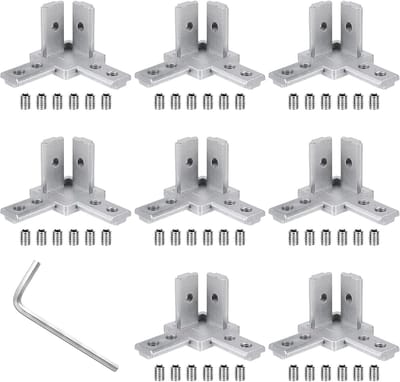 Hoekverbinders Set - Profiel Bevestiging - Frame Bouwen - Aluminium Legering - 8 Stuks - Zilver