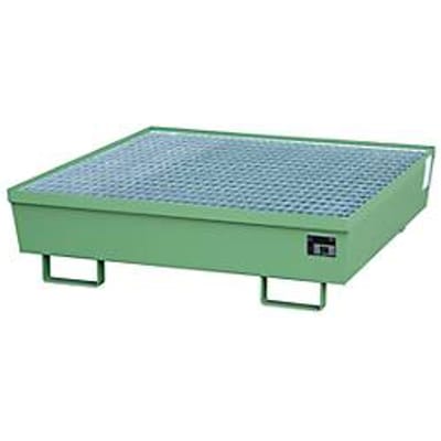 BAUER AM-4/A opvangbak, met rooster, staal, 245 l, B 1200 x D 1200 x H 335 mm, groen