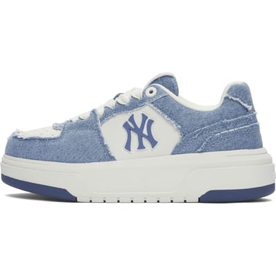 MLB Baskets Montantes en Coton Vintage Denim Tendance Mode Confortables Polyvalentes Baskets Basses Unisexes Bleu 3ASXV015N-50BLS 36.5 white