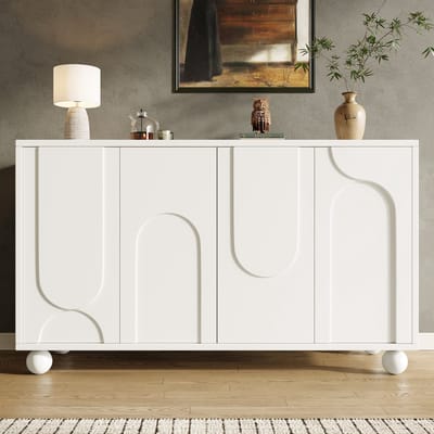 Pugsdrly Kast buffetkast met antidumping opbergruimte modern en eenvoudig buffet met verstelbare plank wit
