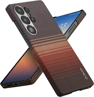 PITAKA MagEZ 6 Hoesje Geschikt voor Samsung Galaxy S25 Ultra - Compatibel met MagSafe / Qi2 - Back Cover 600D Aramidevezels - Ultra Dun - Sunset