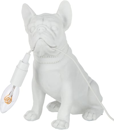 J-Line tafellamp Bulldog - polyresin - wit