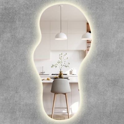 ArtPrintCave Spiegel LED - Organische Spiegel XL LED - 40 cm x 80 cm - LED Lampen Spiegel - Neutraal Wit 4000K - Organische Spiegel Met LED Verlichting - Grote Organische Spiegel Woonkamer LED