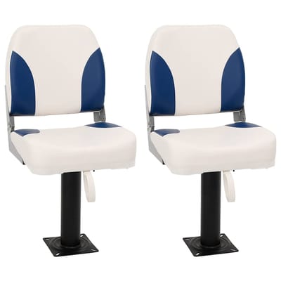 vidaXL - Bootstoel - 2 - set - inklapbaar - 41x36x48 - cm - blauw - en - wit