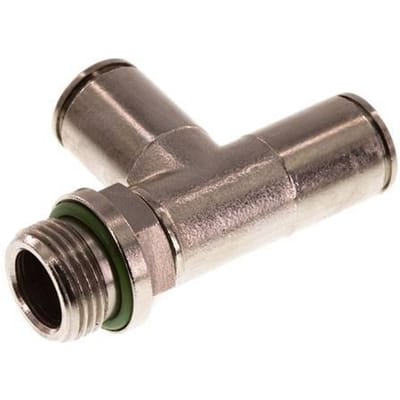 10mm x G3/8'' rechte hoek T-stuk Messing Insteekfitting Buitendraad Draaibaar FKM