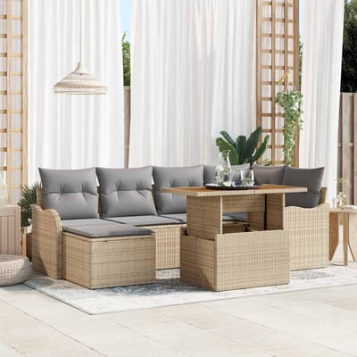 vidaXL - Tuinbank - Set - 7 - st - beige - en - lichtgrijs