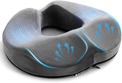 Ergonomisch Donut Zitkussen voor Aambeien, Drukverlichting en Comfort bij Langdurig Zitten, Geschikt voor Bureaustoelen en Rolstoelen, Grijs