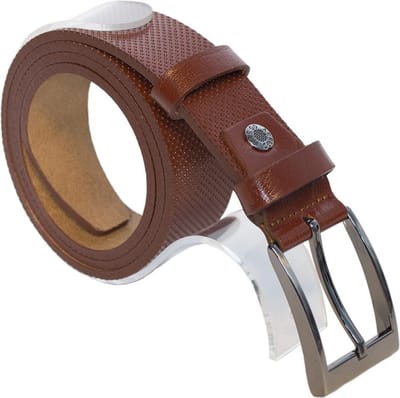 Riem Van Cognac Leer Met Een print - Echt Lederen Riem Lichtbruin 3.5 cm Breed - 110 cm (Taillemaat 90 cm)