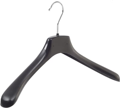 De Kledinghanger Gigant - Mantelhanger - Kostuumhanger - Jassenhanger - Volwassenen - HZ42 - 50 Stuks - Kunststof - Zwart - Gebogen Model - Schouderverbreding 4,8 cm - 42 cm - Kledinghanger - Kleerhanger - HZ-Serie (HZ42_00/50)