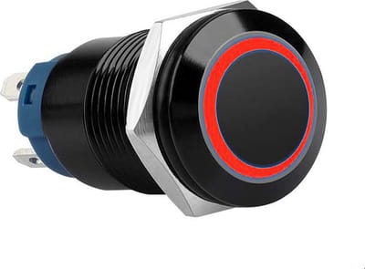 Drukschakelaar rode verlichting - 19mm - 1NO1NC