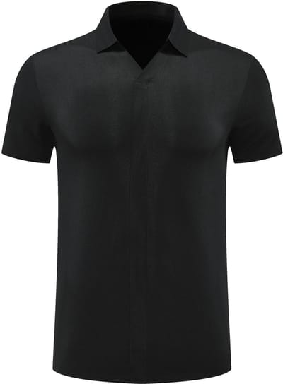 ALLTHEMEN Heren Wafelstructuur Polo V-Hals Korte Mouw - S