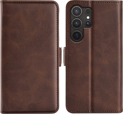 MobyDefend Hoesje - Geschikt voor Samsung Galaxy S25 Ultra - Luxe Wallet Book Case (Sluiting Zijkant) - Bruin
