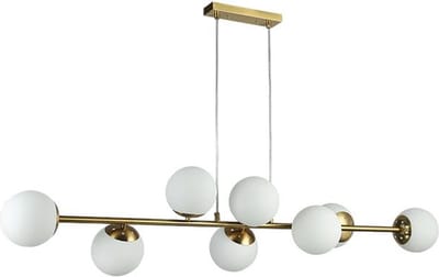 BALI - Hanglamp - Plafondlamp - E27 Fitting x 8 - Messing - Eetkamer - Keuken