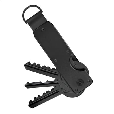 Ainy - Sleutel organizer aluminium zwart | Compact sleutelhouder wallet | Sleutelhanger gadgets | Hanger voor auto sleutels & airtag | Multifunctioneel key organizer voor volwassenen | Mini sleuteletui portemonnee | Geschikt voor 6 sleutelringen