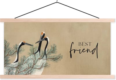 Posterhanger incl. Poster 120x60 cm - Schoolplaat - Best friends - Spreuken - Vriendschap - Beste vrienden - Quotes - Best friend - Textielposter - Blanke latten