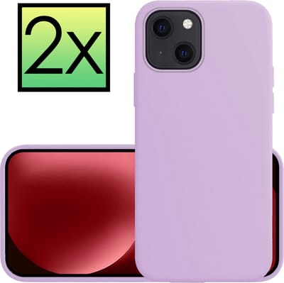 Hoesje - 2 Stuks - Geschikt voor Apple iPhone 15 - Sterk & Shockproof - Case Siliconen - Back Cover - Telefoon Hoes - Lila