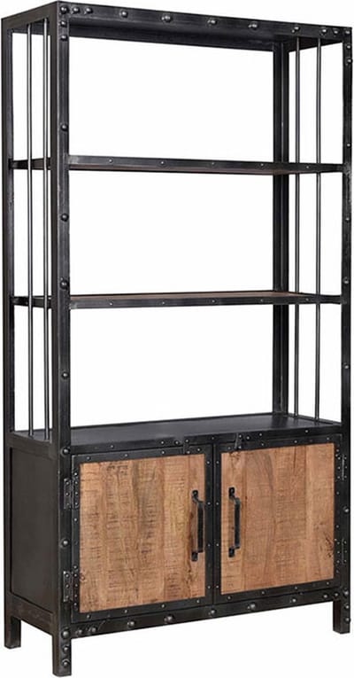 Bolt Edge Wandkast Deluxe - Opbergkast - Boekenkast - Mangohout - Vintage stijl