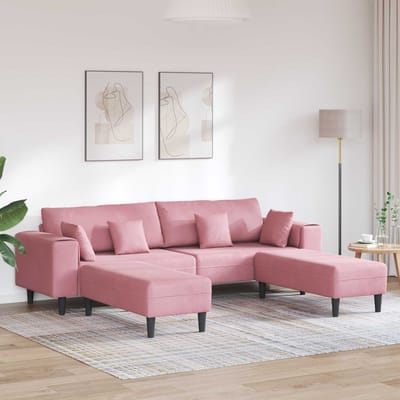 vidaXL Bank 3 st Roze Fluweel