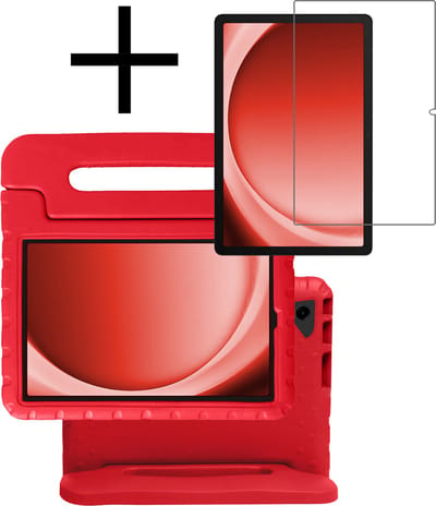Hoes - Geschikt voor Samsung Galaxy Tab A9 Plus - Met Screenprotector - Kinderhoes Shockproof Bumper - Kidsproof Case - Tablet Hoesje - Kinder Cover - Rood