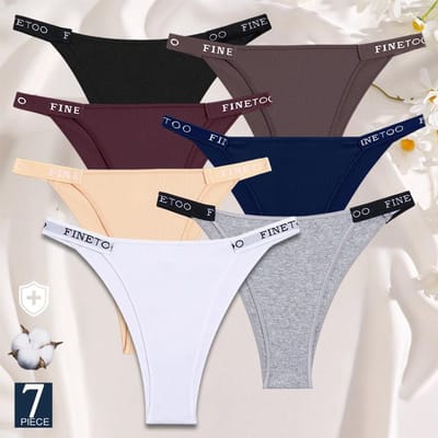 7 STUKS/Set Katoenen Slipjes Dames Onderbroeken Vrouwelijke Sexy Slipjes String Dames Ondergoed Effen Kleur Intieme Lingerie L&SET gray