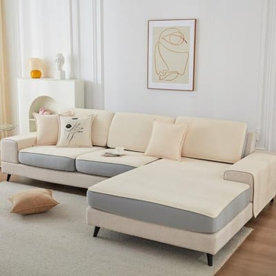 Hoge Kwaliteit Vier Seizoenen Universele Anti-Slip Bankzittinghoes Elastisch All-Inclusive Chenille Bankkussenhoes Voor Woonkamer 60x60cm 1pc beige