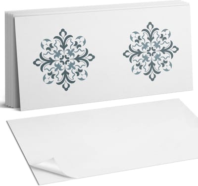 Coloray Plaktegels - Bloemmotief in symmetrie Wandtegel Zelfklevend - 60 cm x 30 cm - Grijs Plaktegels - 6 stuks - Rechthoek PVC Tegels - Plaktegels Keuken - Zelfklevende Vloertegels Badkamer - Vinyl Tegels Zelfklevend - Zelfklevende Wandtegels
