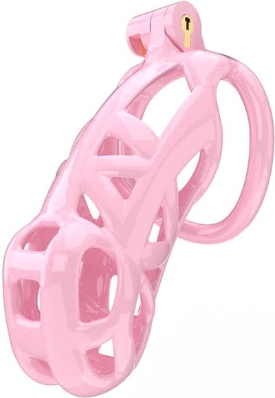Peniskooi Roze - Cock cage - Chastity Cage - Kunststof Peniskooi - Kuisheidskooi voor Mannen - Peniskooi met 5 Maten Penisringen - Peniskooi Roze Maat L - Ø3.9 x 10.5 cm