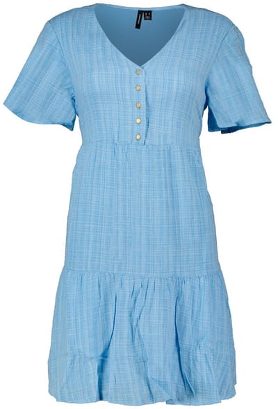 Vero Moda Satina Korte Mouwen Korte Jurk Blauw M Vrouw