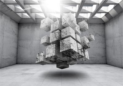 Fotobehangkoning - Behang - Vliesbehang - Fotobehang - Concrete Prison - 3D Geometrie - 200 x 140 cm