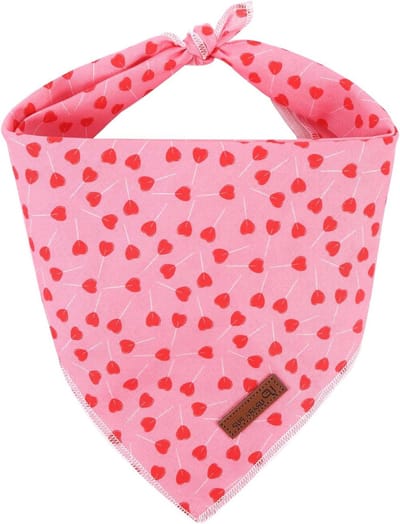 Honden Bandana - Huisdier Sjaal - Feestelijke Gelegenheid - Dubbelzijdig Katoen - 76 x 53 cm - Rood Hartjes