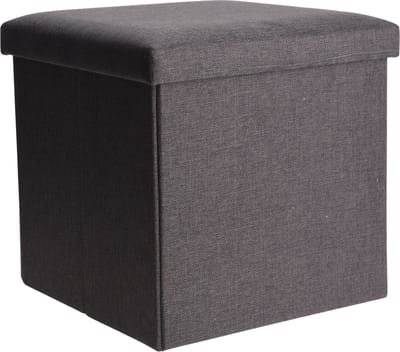 H&S Collection Poef/Hocker/voetenbankje - opbergbox - grijs - polyester - 38 x 38 cm - opvouwbaar