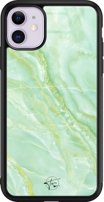 Hoesje geschikt voor iPhone 11 - Marmer limegroen - Luxe Hard Case - Marmer - Groen - Mooie Telefoonhoesjes