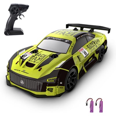 Afstandsbediening Drift Auto 1/20 Afstandsbediening Auto 2,4 GHz Afstandsbediening Raceauto Kindercadeau voor 2 battery geel