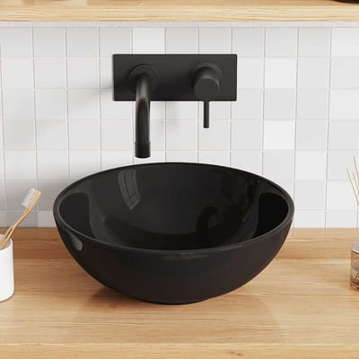 vidaXL - Wastafel - Ø28x10 - cm - keramiek - glanzend - zwart