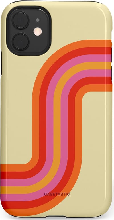 Casetastic hoesje geschikt voor Apple iPhone 11 - Dubbellaagse bescherming - Retro bocht - Fashion Case - Zand Rood Oranje Roze