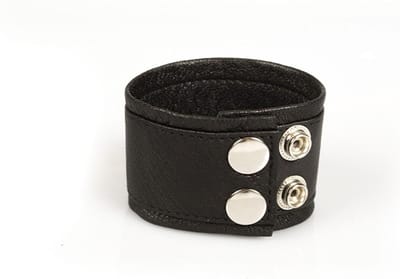 Leren polsband met drukknopen- zwart
