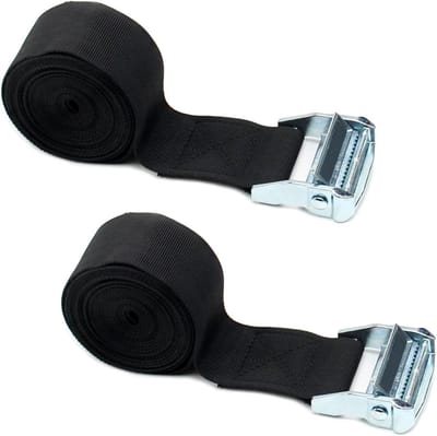 Sjorbanden Set - Spanbanden Cam Gesp - Vastzetten Cargo - Polypropyleen Materiaal - 2 Stuks - Zwart