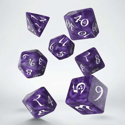 Q-Workshop Klassieke RPG - Lavendel & Witte Dobbelstenen Set (7)