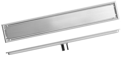 Dailygoods- Doucheafvoer RVS met Filter - Rechthoekige Afvoer - Afvoerdeksel - Haarvanger - Snelle Drainage - 10 x 40 x 2 cm - Vloerafvoer