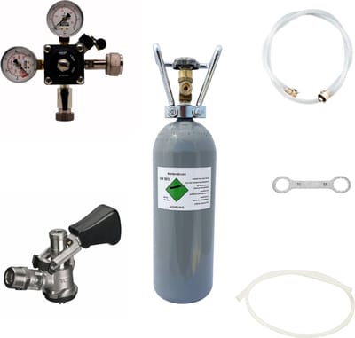 Accessoirepakket voor 1-kraans biertap - met fustkoppeling Type D en CO2 fles 2,0 kg