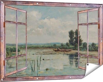 Gards Tuinposter Doorkijk Plas bij Loosdrecht - Willem Roelofs - 120x80 cm - Tuindoek - Tuindecoratie - Wanddecoratie buiten - Tuinschilderij