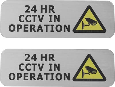 2x Camerabewaking Actief Bewegwijzering - 24 Uur Opname Veiligheidsbord Metaal Zilver