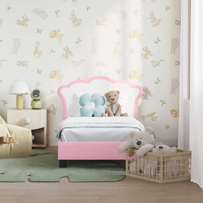 vidaXL - Peuterbedframe - met - hoofdboard - Roze - 70 - x - 140 - cm - PU