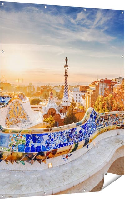 Gards Tuinposter Park G�ell in Barcelona - 120x160 cm - Tuindoek - Tuindecoratie - Wanddecoratie buiten - Tuinschilderij