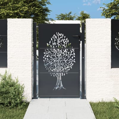 vidaXL Poort 100x150 cm met boomontwerp staal antracietkleurig