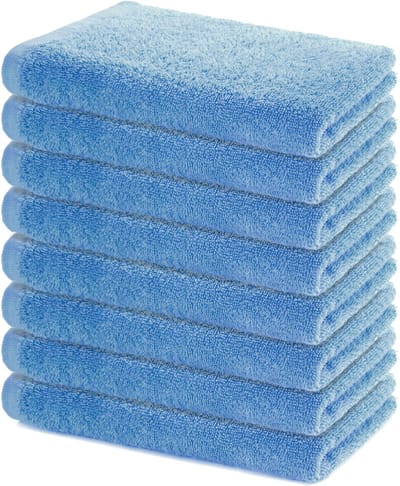 Lavea® Set van 8 Handdoeken 40x70 cm – Set Douchehanddoeken Zacht en Absorberend – 100% Katoen – Oeko-TEX 100 – voor Badkamer, Gastentoilet en Fitness – Dolfijnblauw
