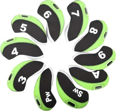 Livano Golfclub Headcover - Covers - Beschermers - Golfset - Zwart & Groen - 10 Stuks